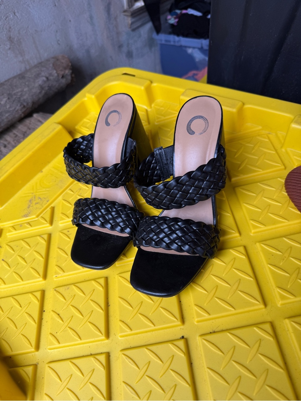 Black Braided Strap Women's Heels - Classic Slide Sandals